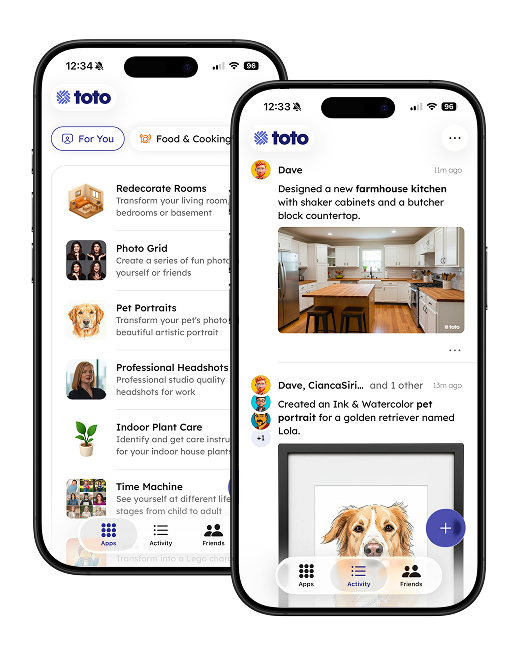 Toto app interface on mobile device